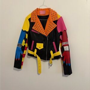AKIRA Multicolor Studded Leather Jacket